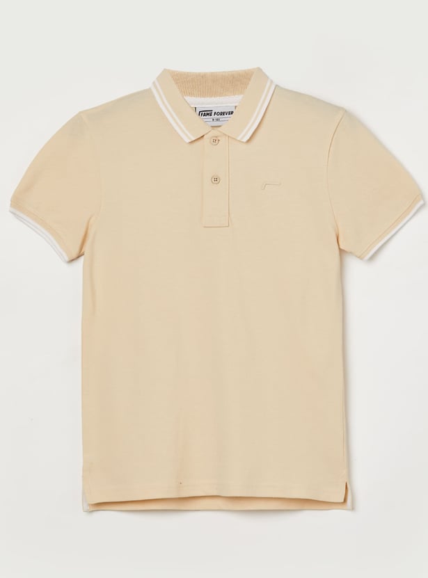 FAME FOREVER Boys Contrast Trim Polo T-shirt